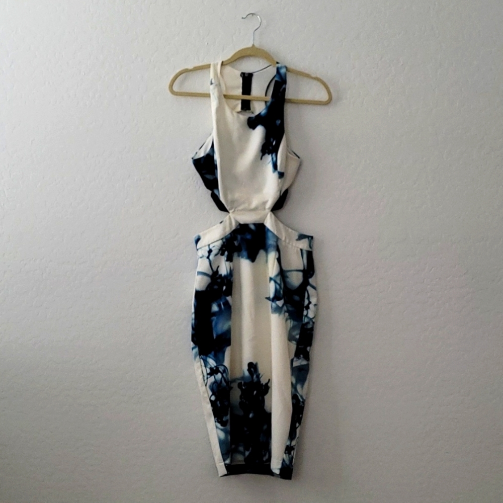 Blue and white cocktail dress